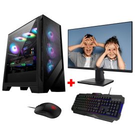 PC GAMER MSI M100A R3 3100/GT 1030 4G/16GO/240GO + SOURIS GAMING FORGE GM100 NOIR MSI + CLAVIER GAMING FORGE GK100 NOIR MSI + MONITEUR MSI PRO MP251 100HZ 1MS IPS